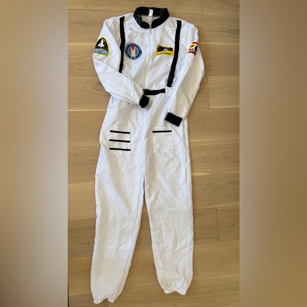 White men’s medium Astronaut Costume jumpsuit with Patches